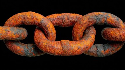 Fototapeta premium Close-up of a rusted metal chain link.