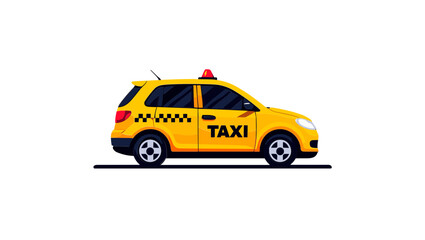 Yellow taxi cab side view flat transportation icon