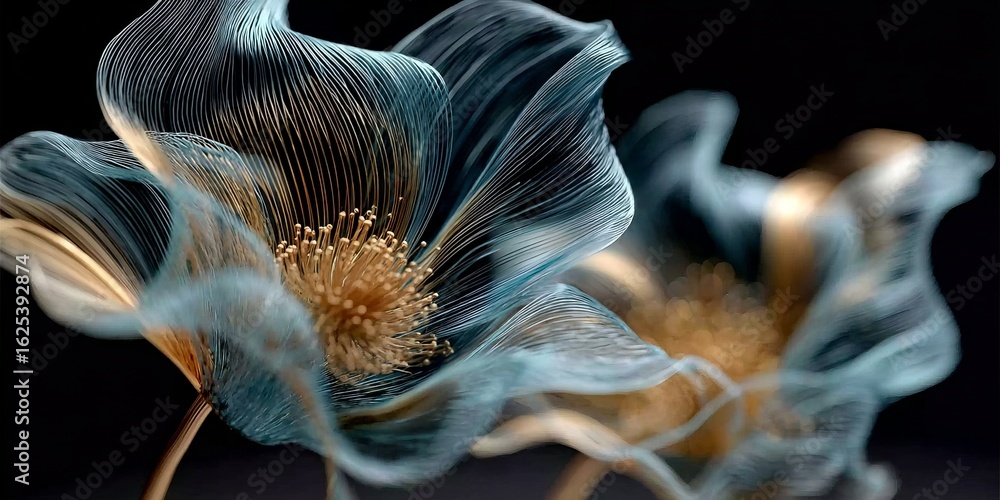 Poster delicate abstract flowers with intricate patterns against a dark background showcasing elegance and 