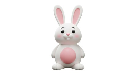 Obraz premium Charming 3D Render: White Easter Bunny with Pink Accents on White Background