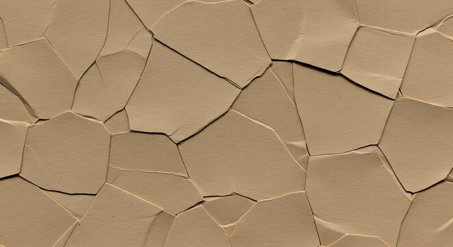 A close up of cracked beige paint showing a network of irregular polygonal shapes and dark lines ai generative - Powered by Adobe