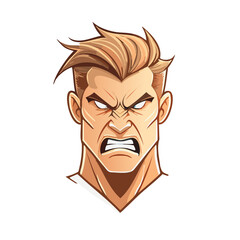 A simple logo in the shape of an angry person with a white background. 