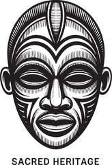 African Mask Vector Illustration Symbolizing Cultural Heritage and Tribal Art with Intricate Details