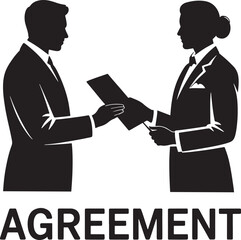 Business Agreement Silhouette Vector Illustration Depicting Contract Negotiation and Partnership