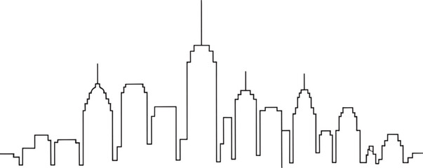 City Skyline Vector Illustration Depicting Urban Landscape and Architectural Design with Modern Buildings