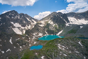 beautiful view from the height of the mountain lakes