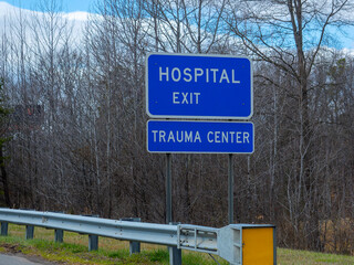 Fototapeta premium Two blue highway signs for 