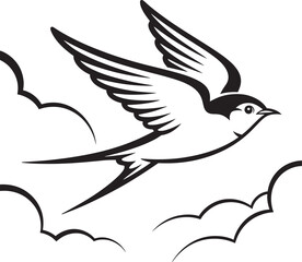 Swallow Bird Vector Illustration Symbolizing Freedom and Hope with Dynamic Flight and Cloud Elements