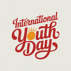 International Youth Day hand-written typography. Calligraphy lettering in one color. Vector design for sticker, banner, label, badge, greeting card.

