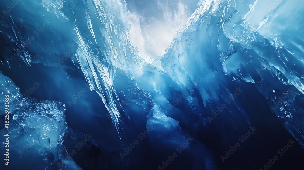 Aufkleber a stunning view of ice formations illuminated by light, showcasing the intricate patterns and textur