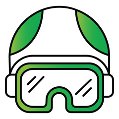 Ski Helmet and Goggles Flat Vector Illustration Icon Design