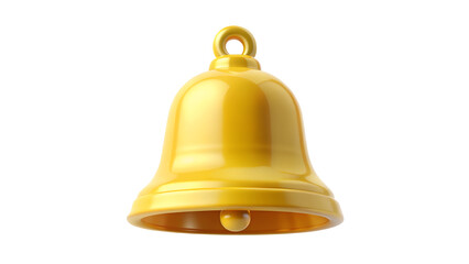 Golden bell isolated on transparent background for alarm notification service call christmas symbol and new year celebration holiday decoration