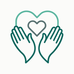 Obraz premium Minimalist single line icon of two hands forming a heart shape
