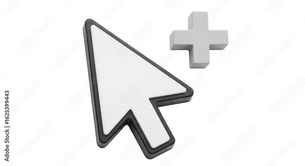 Poster isolated cursor with plus sign