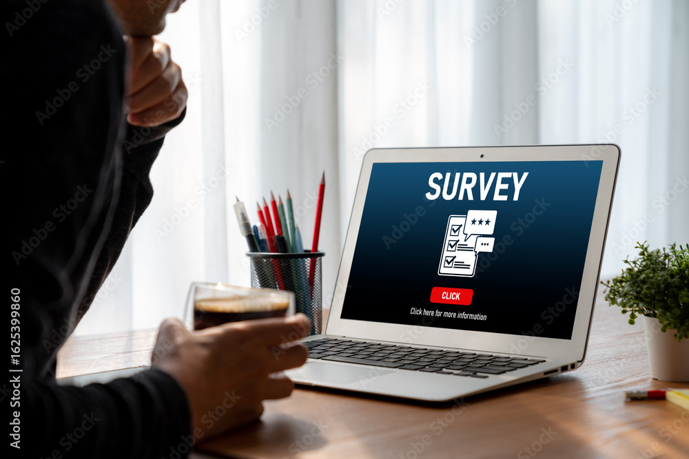 Poster online survey form for modish digital information collection on the internet network