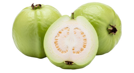 Isolated Guavas Halved