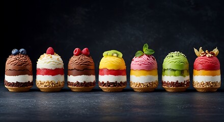 Multi flavors ice creams