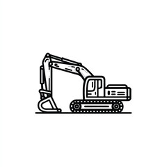 Construction Excavator Vector Illustration for Heavy Machinery Industry and Building Projects in Modern Flat Design Style