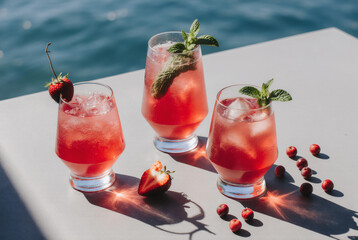 Strawberries and hibiscus summer tea drinks, Refreshing drinks