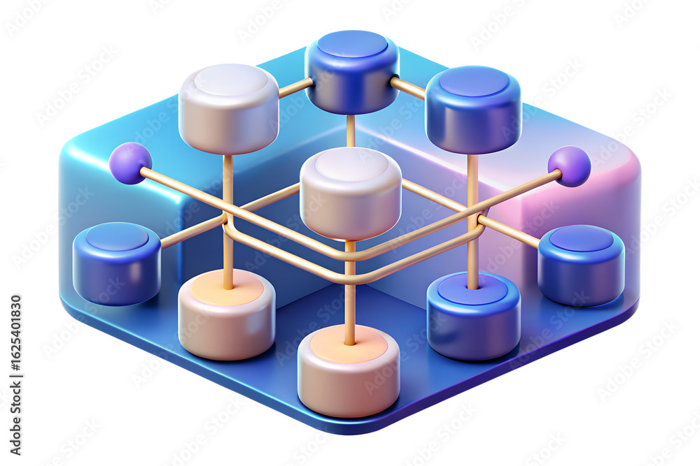 Poster isometric network connection concept for technology and data transfer illustration design vector art