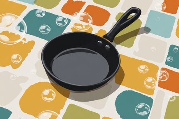 The lively kitchen scene, complete with cookware and brightly colored tiles, embodies a dynamic and vibrant culinary environment