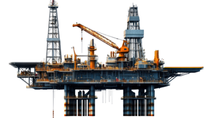 oil rig in the port on white background