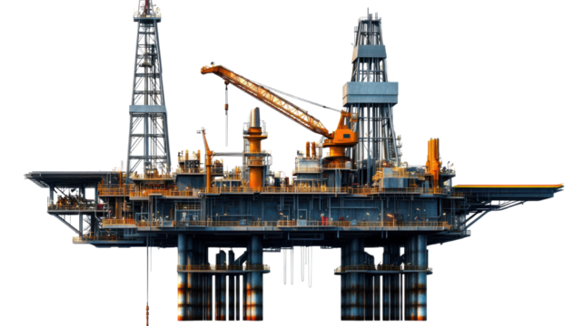 oil rig in the port on white background