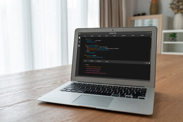 Software development programming on computer screen for modish application and program coding