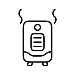 Portable heater emitting steam in minimalist line art style  
