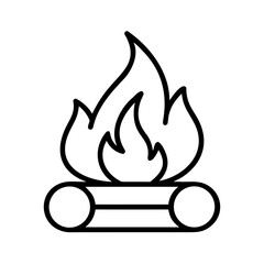 Campfire flames with logs in minimalist line art design  