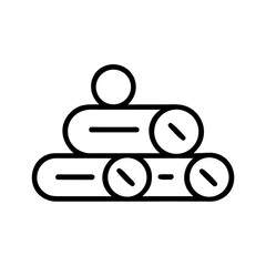 Log pile icon in minimalist style with black outline  