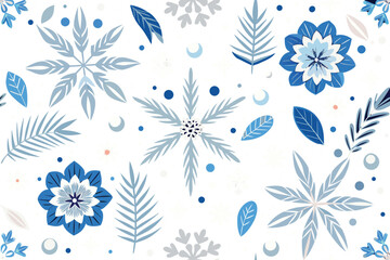 Beautiful winter snowflake and leaf pattern on black background