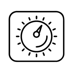 Thermostat dial measuring temperature in simple line art design  
