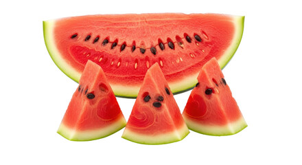 Isolated Watermelon Slice and Pieces