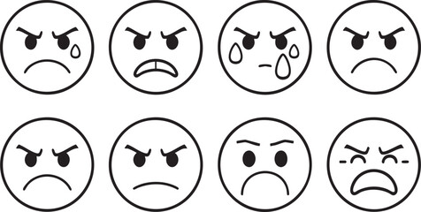 A collection of funny cartoon Easter eggs with different facial expressions