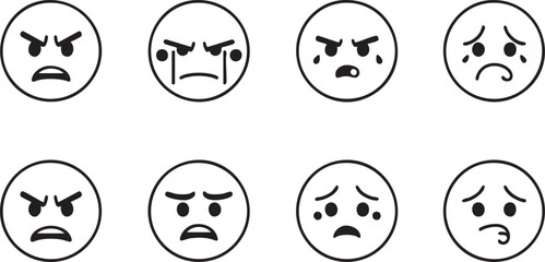 A colorful collection of cartoon Easter eggs with various emotions and faces