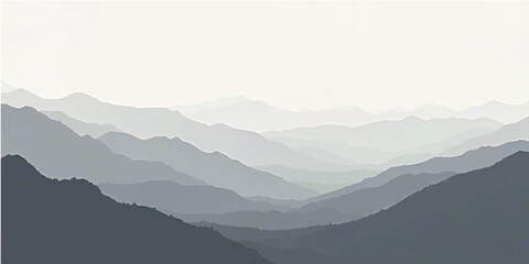 Misty mountain landscape with clouds and forest in the morning light