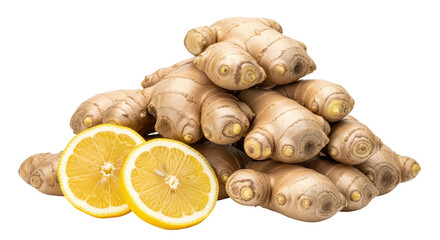 Isolated Ginger and Lemon Slices
