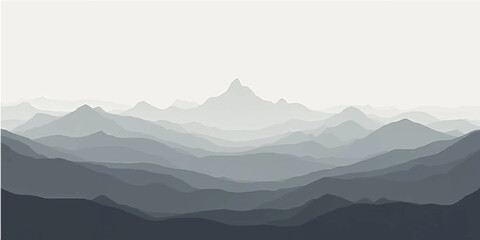 Misty mountain landscape with clouds and a scenic view of a morning sunrise