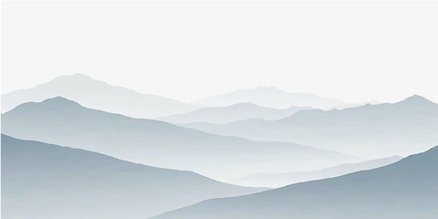 Fototapeta premium Misty mountain landscape with foggy hills and clouds in the sky