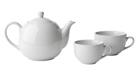 Isolated Teapot and Cups