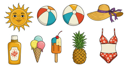 set of summer icons