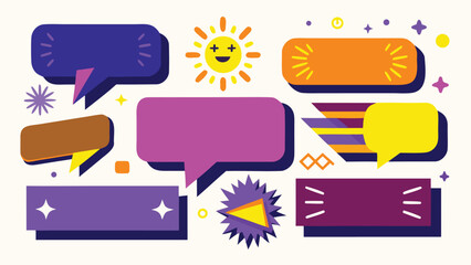 Obraz premium Colorful New Update Vector Labels – Modern UI Notification Tags with Bold Text in Yellow, Purple, red, green, blue for Web and App Interface Designs, Label, Tag vector Illustration