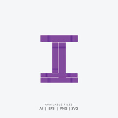 Modern geometric letter I logo for corporate identity, Abstract minimalist purple lettermark for professional brand, Creative and elegant monogram I for business and technology