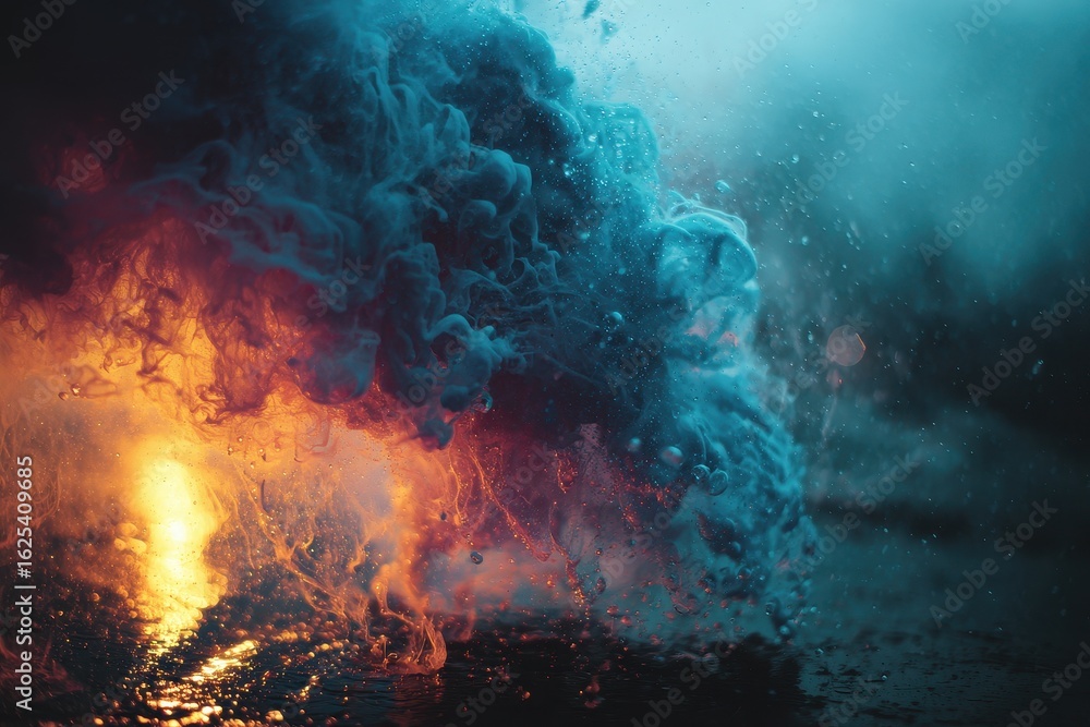 Aufkleber abstract mixing of fire-colored and water-colored clouds creating dreamy and ethereal effects, makin
