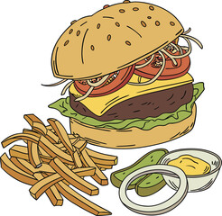 vector illustration of a burger on white background 