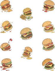 vector illustration of a burger on white background 