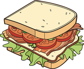 sandwich with cheese and vegetables vector illustration 