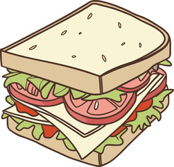 sandwich with cheese and vegetables vector illustration 
