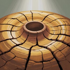 Highly detailed cracked earth surface showing dry mud patterns and desert texture, ideal for environmental themes, climate change visuals, and natural backgrounds – Generative AI.